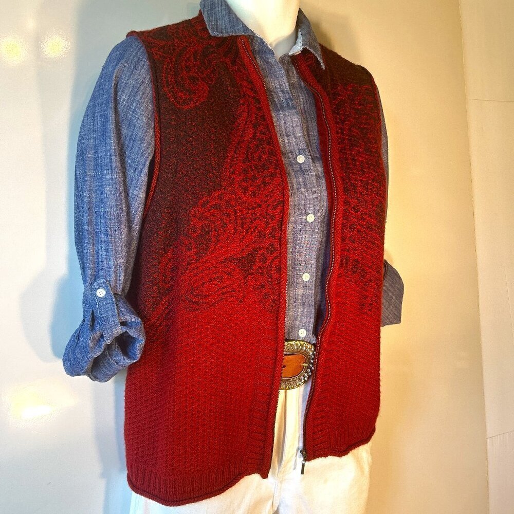Coldwater Creek SZ 1X Wine Color Wool Sweater Vest Preppy Academia Cottage Ranch